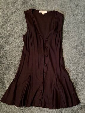 Monteau Black Sleeveless Button-Front Mini Dress